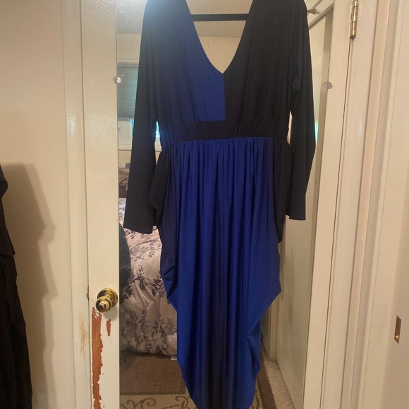 Sexy Diva Plus-Size Blue Ombre Tulip Skirt Wrap Top Dress, Black & Blue, Size 3x - Picture 1 of 3